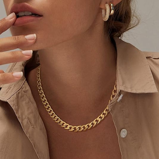 Omare | 18K Gouden Grove Cubaanse Schakelketting